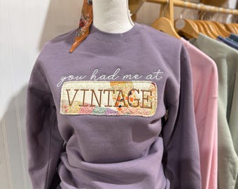 vintage applique sweatshirt : vintage quilt