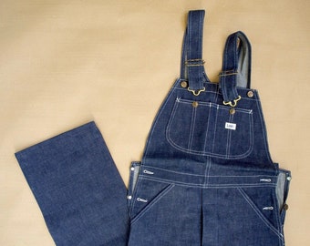 Rare Vintage 70s Lee Denim Bib Overall Size 30 x 33 Jeans New Old Stock Store sample