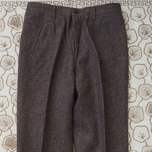 Brown Wool Slacks, Size S-M (W 30&quot; L 36&quot;). Mid rise, Relaxed Fit and Slightly Tapered leg. Fruit of the Loom 1980&#39;s Deadstock with tags