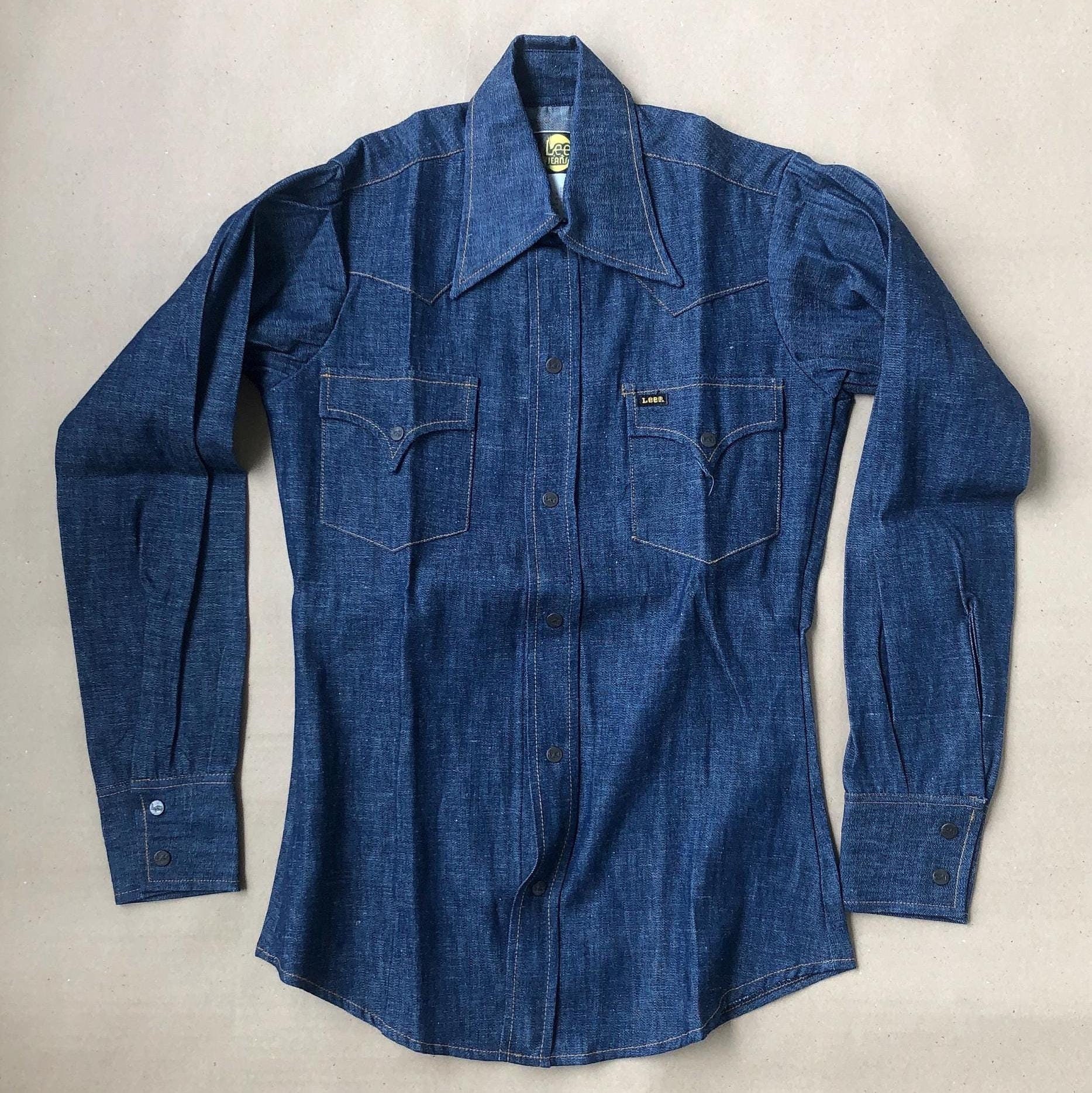 トップス 70s Lee RIDERS Polyester Western Shirts LEE Western Shirt Vintage 70s Brown Polyester Leisure Pearl