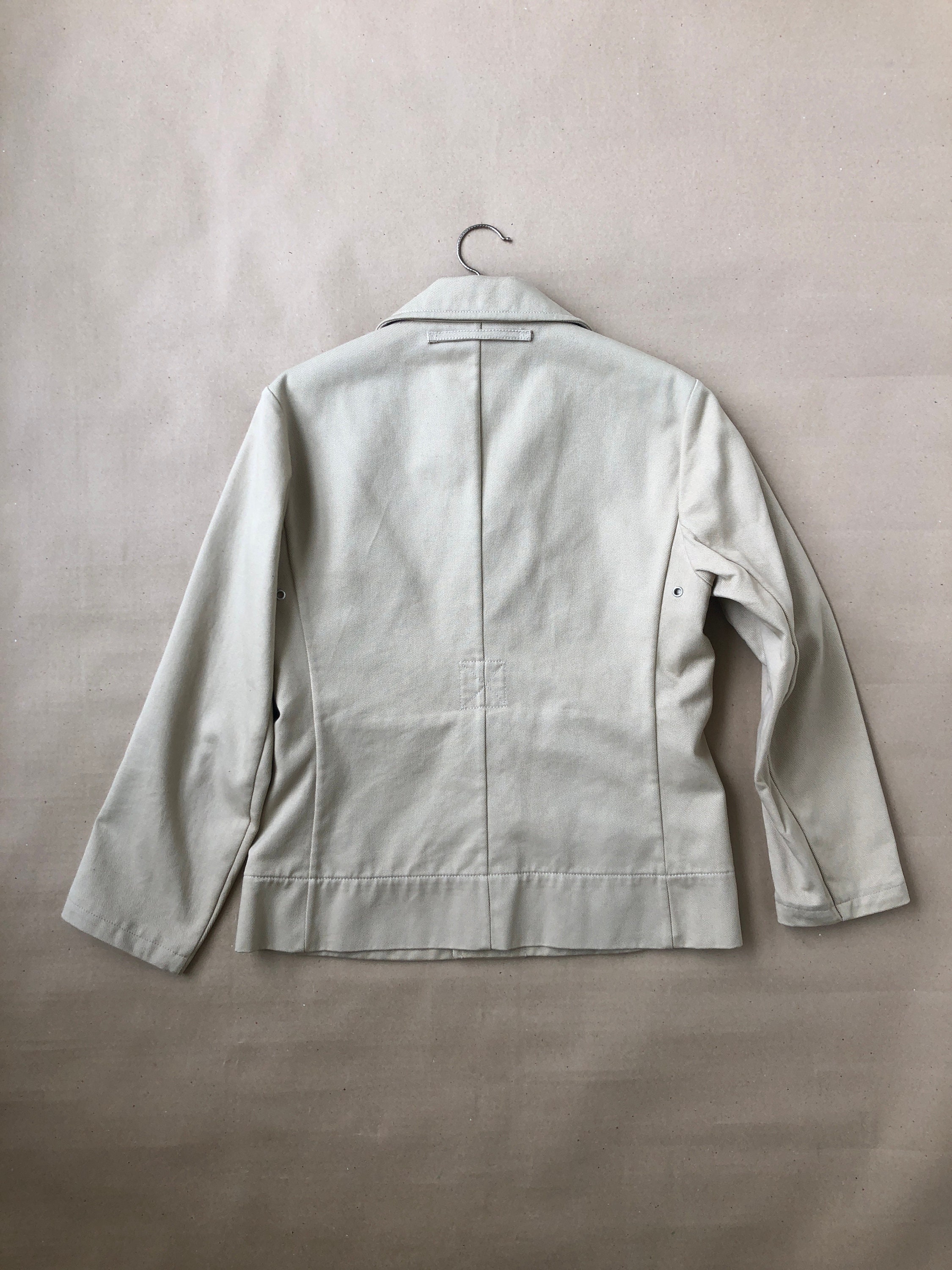 Vintage Prada Beige Rigid Canvas Blazer Size S, 00s Designer 