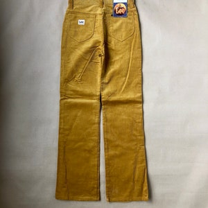 Vintage 1970&#39;s Gold Corduroy Pants Size M (W 31&quot; L 34&quot;), High waist & Roomy hips, Wide Straight legs, Named Lee Nova. Deadstock with tags