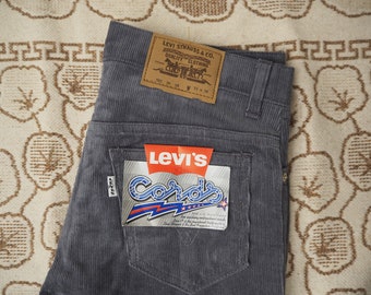 Levis Vintage NWT Cords Corduroy Unworn Flare Wide Trousers 60's 70's White Tab Big E 31x36