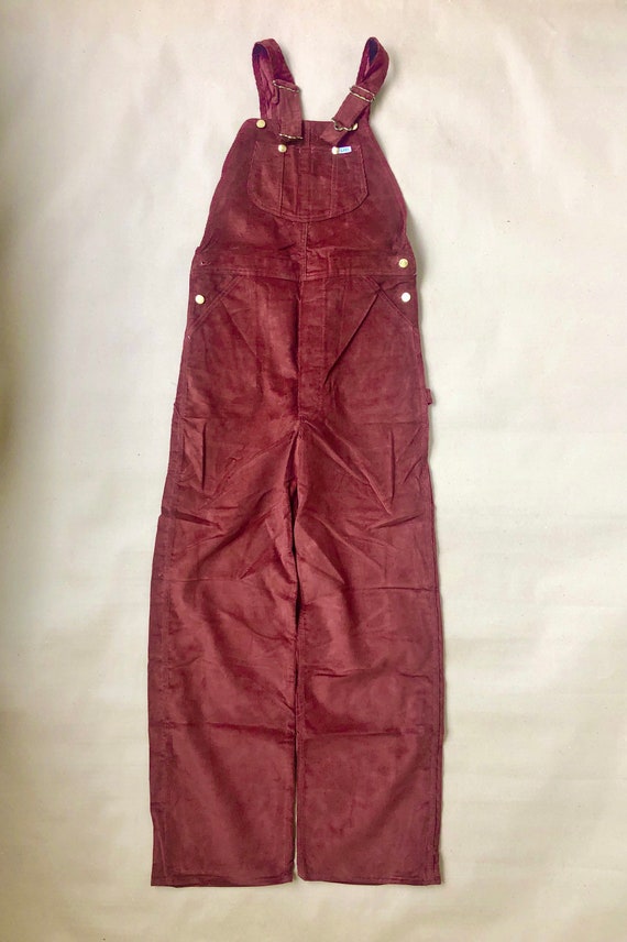 Early 70s Lee Rusty red Corduroy Bib Overall Unis… - image 3