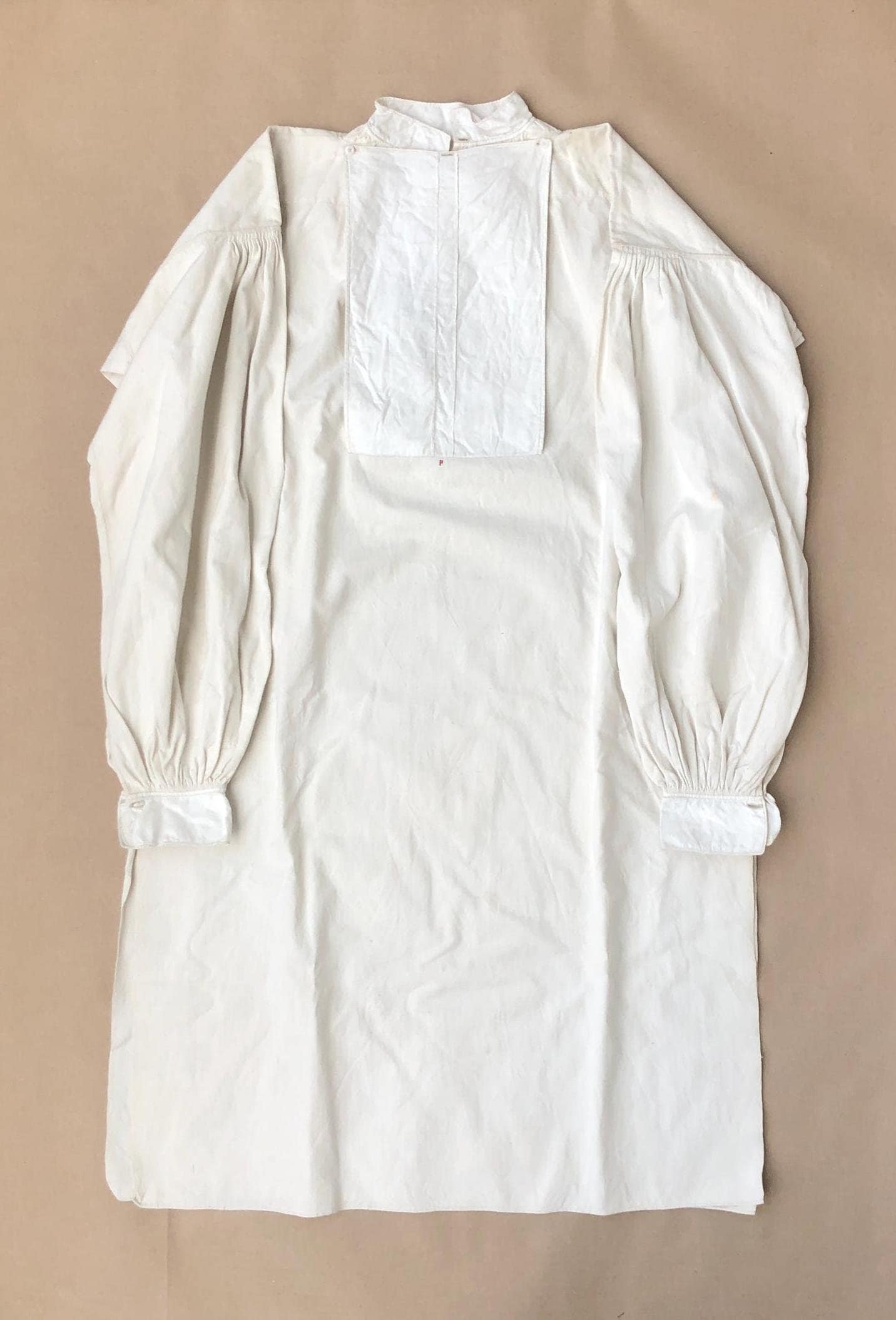 Camicia Bianca Ottocento (XIX Secolo) - Taglio Quadrato, Cotone - Fatto A Mano Su Misura (Pakistan)