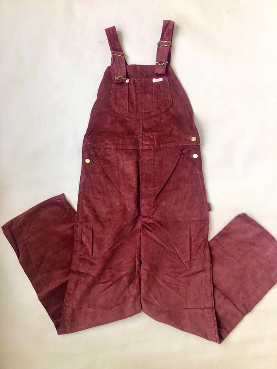 Early 70s Lee Rusty red Corduroy Bib Overall Unis… - image 2