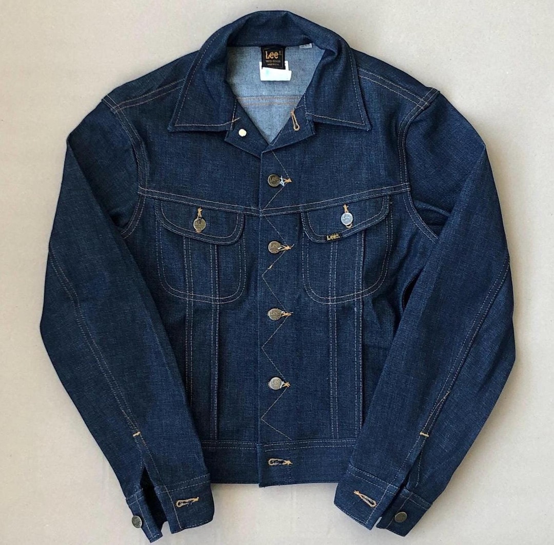 Deadstock Lee Riders Raw Denim Jacket, 70s Union Made Dark Indigo