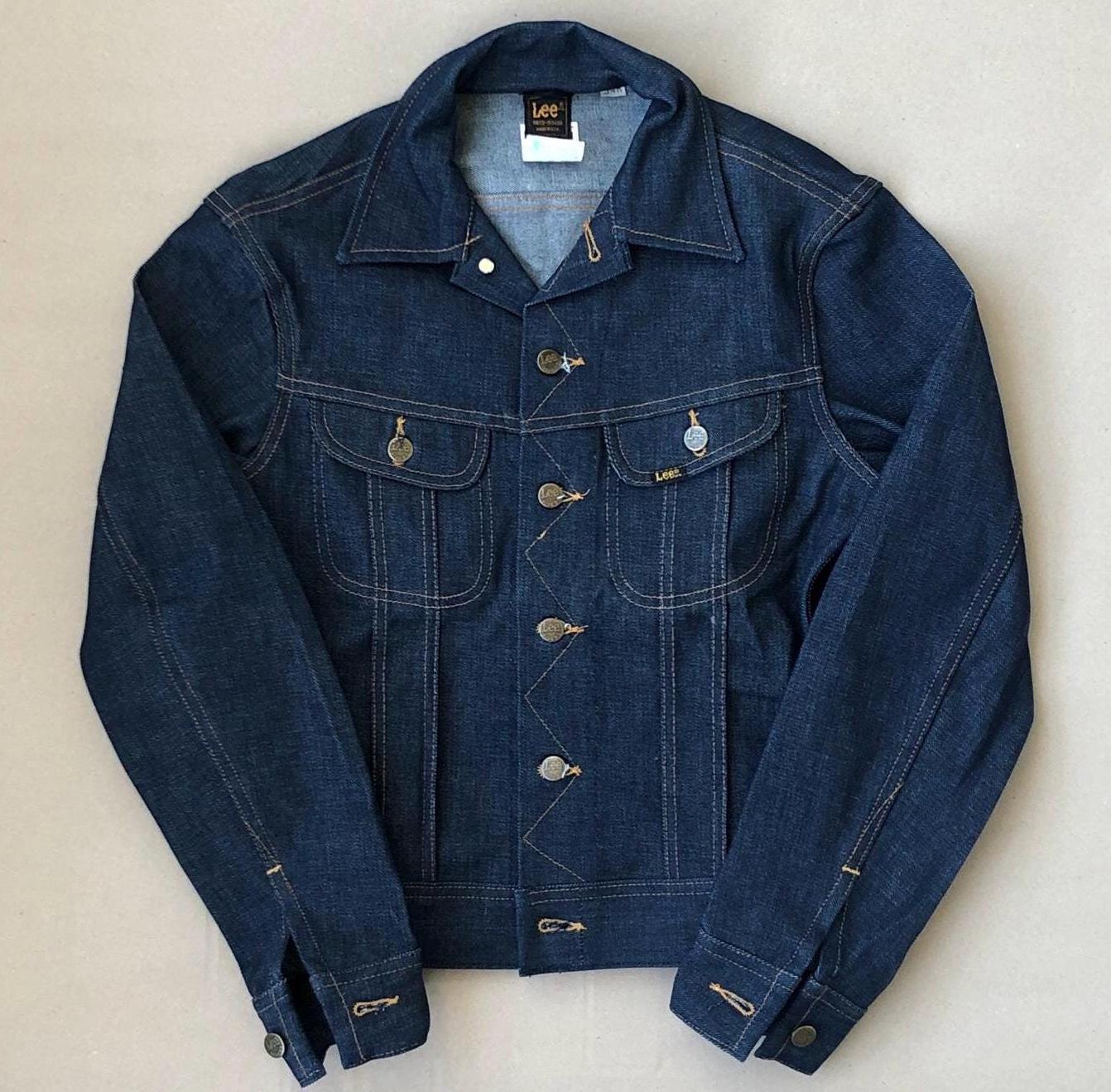 Deadstock Lee Riders Raw Denim Jacket, 70s Union Made Dark Indigo