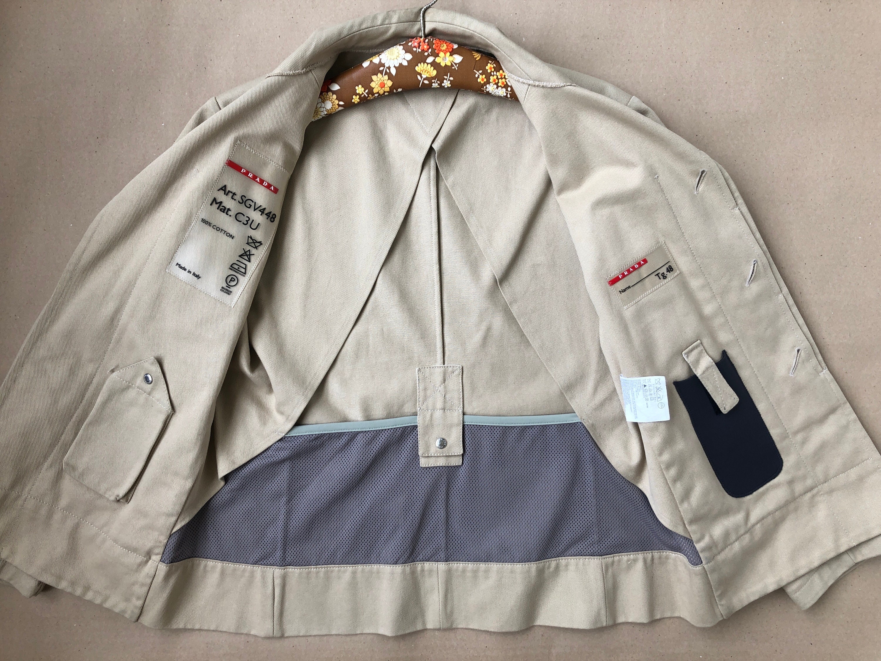 Vintage Prada Beige Rigid Canvas Blazer Size S, 00s Designer 