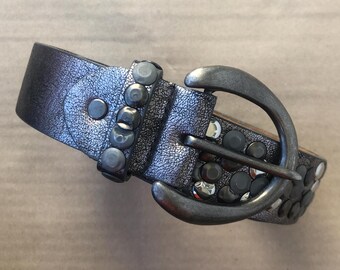 Ceinture Noire Cloutée Boucle Argentée | Yours Clothing