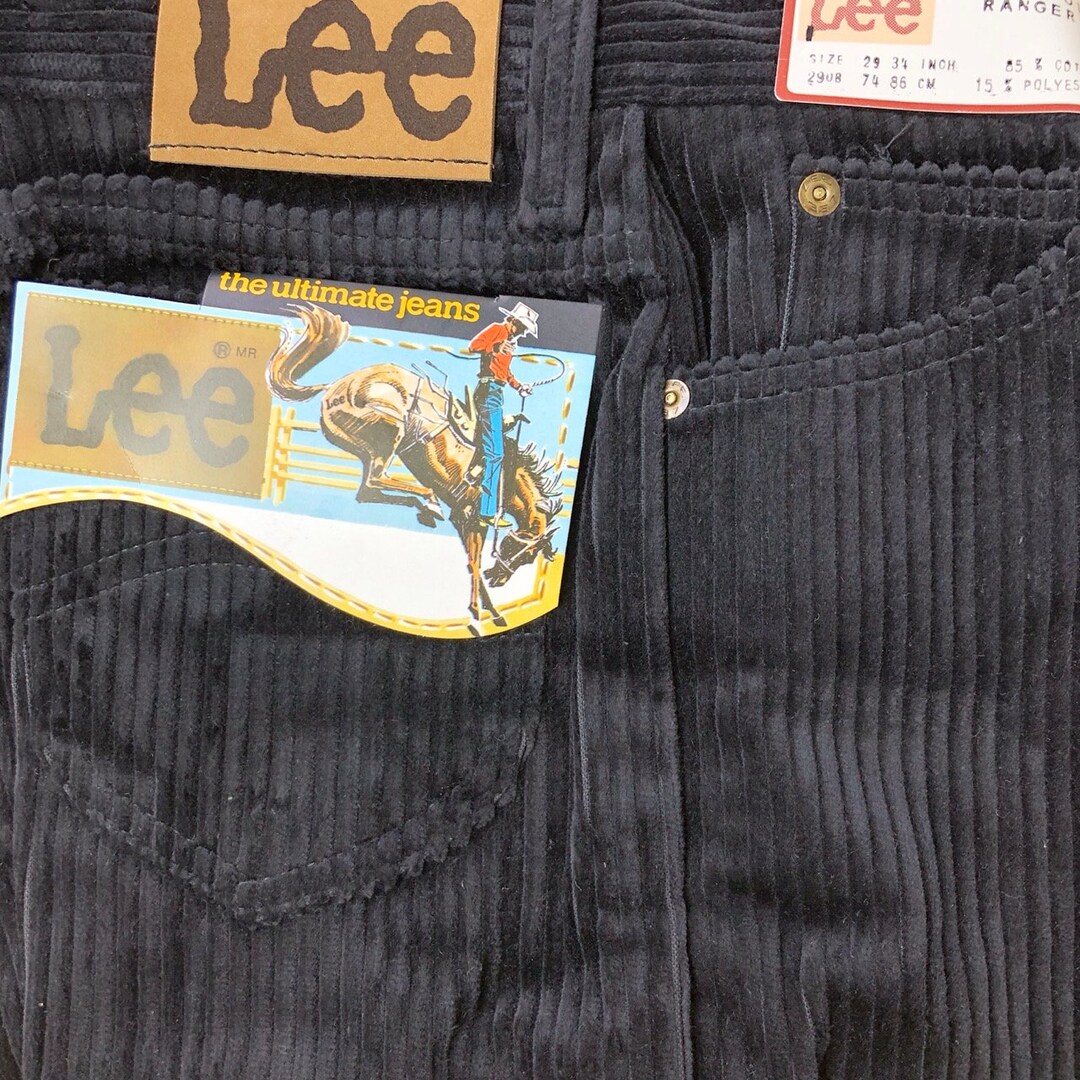 Vintage Lee corduroy pants, made in England, men's size W34. cotton black type Vintage Second Hand main image 1