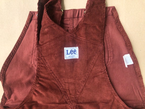 Early 70s Lee Rusty red Corduroy Bib Overall Unis… - image 5