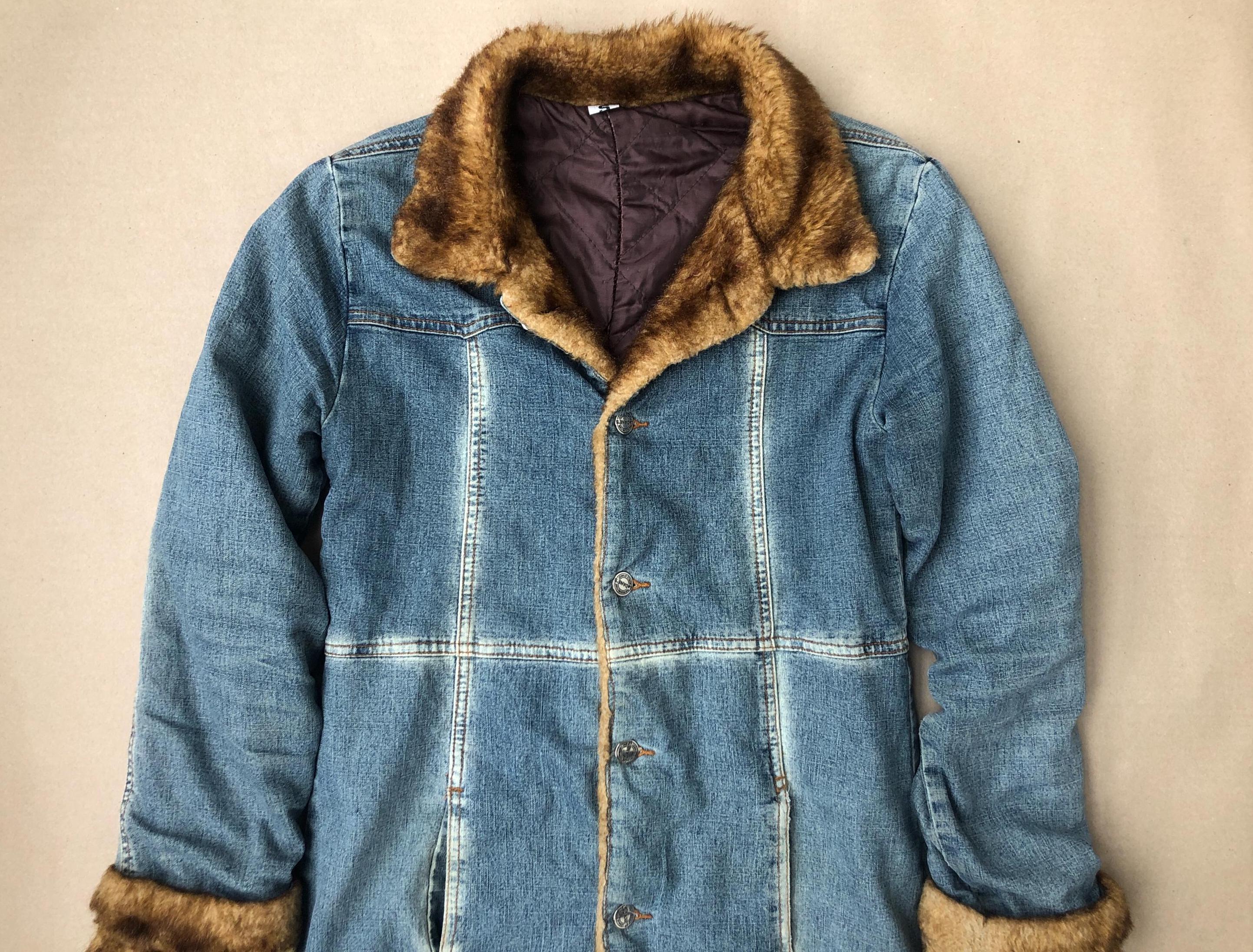 neck fur denim jacket 00s rare Japanese Label Y2K goa ifsixwasnine 