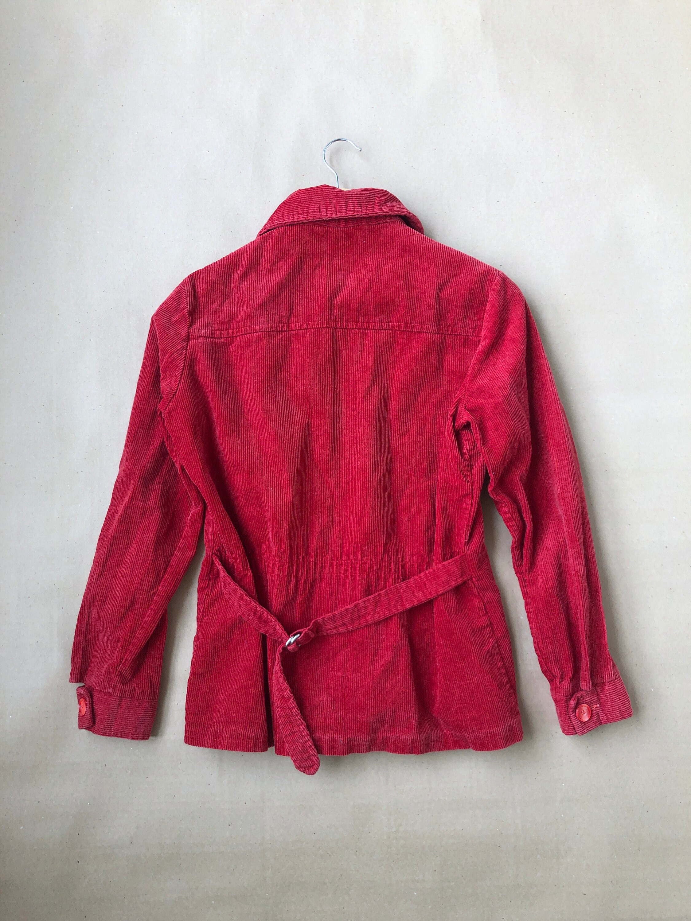 ジャケット・アウター 50-60s vintage corduroy jacket Vintage 60s / 70s Red Corduroy Jacket, Size S. Cotton, Zip Pockets