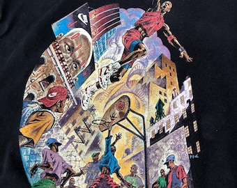 1990's Vintage Michael Jordan Graphic T-Shirt, Nike Tee in Black, Size XL.