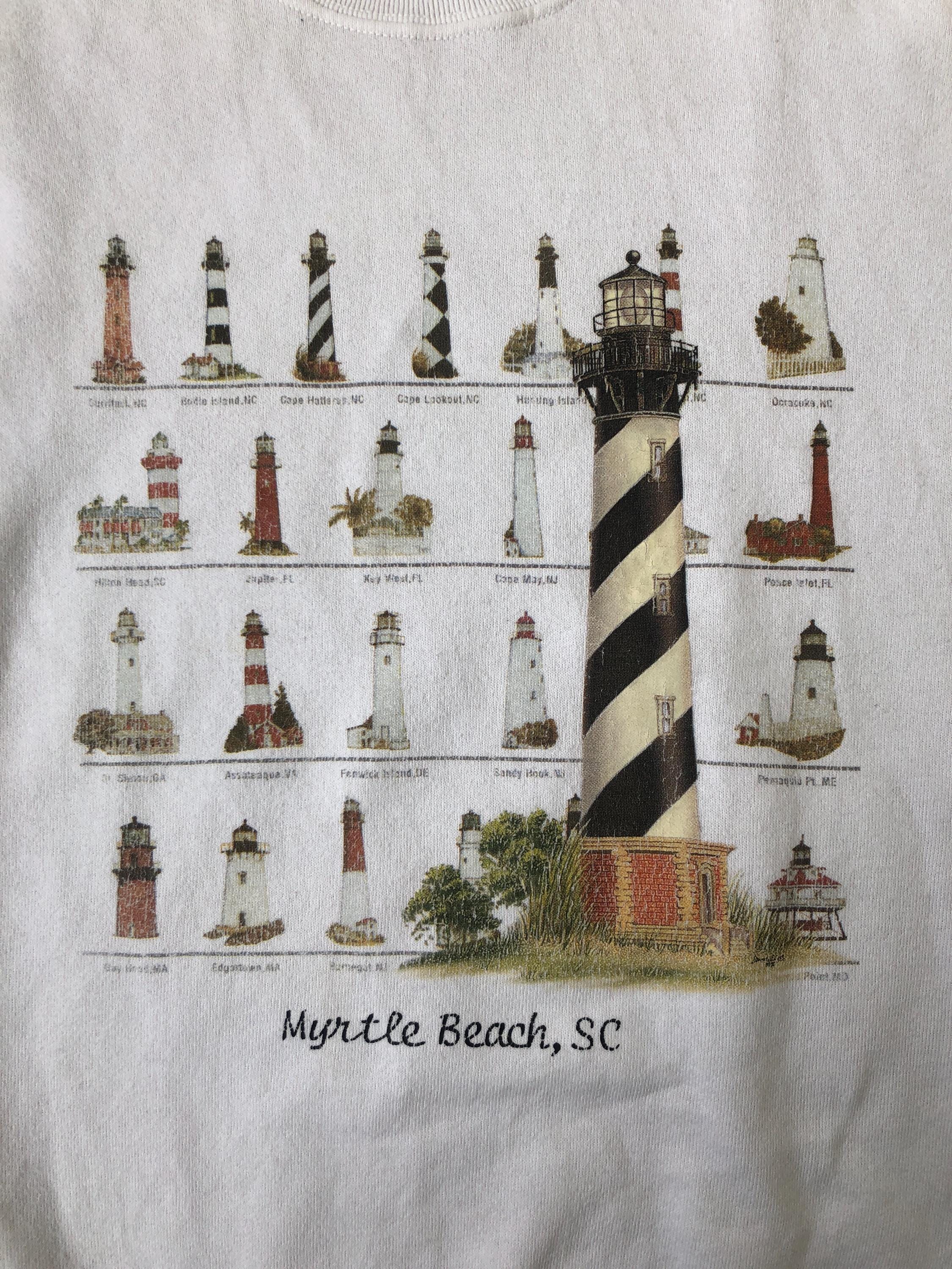 Lighthouse Jumper Pattern 90s Graphic Jumper With Lighthouses Size L Vintage Pullover Oversize ...