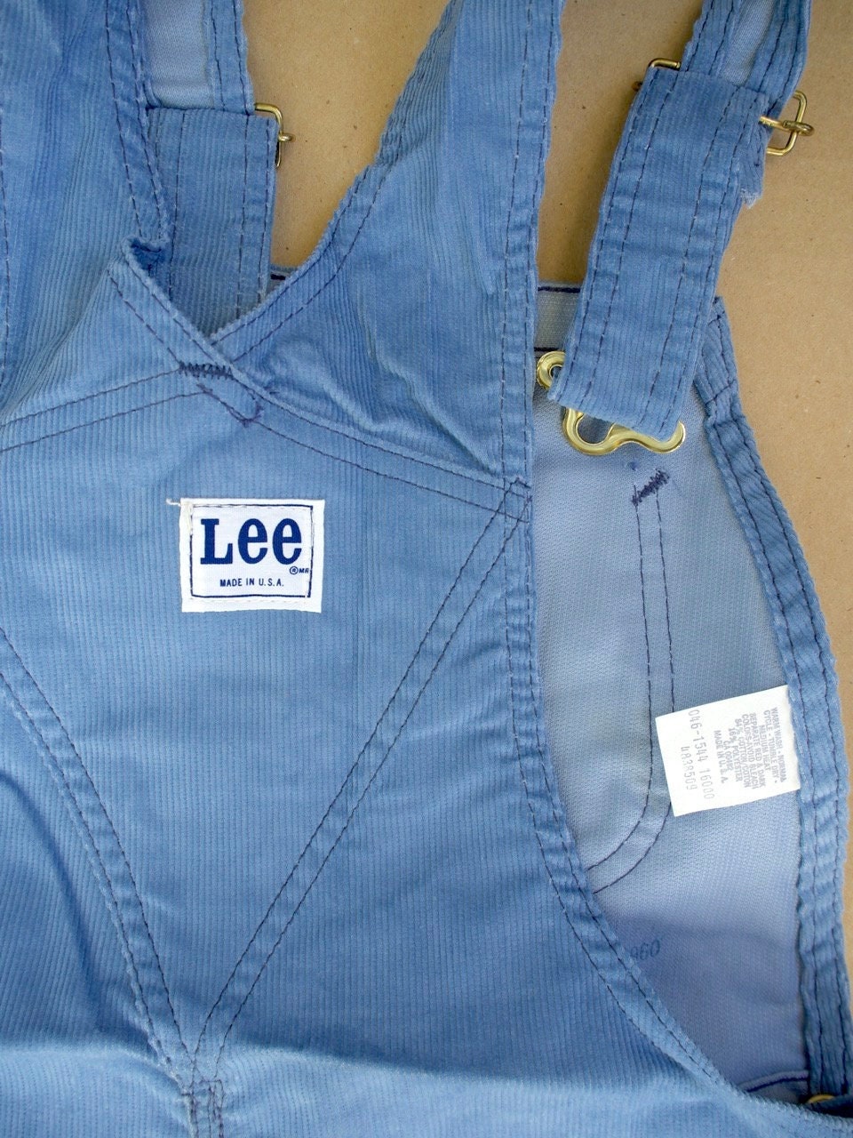 Early 70s Blue Corduroy Bib Overall Unisex Size S W 29 L 34