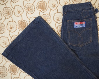 CHAD Original 27x36 Dead Stock 70er Jahre Jeans Vintage Denim Unbenutzt Made in Sweden Schlaghosen Verstellbar Ausgefallene Schwedische Schlaghosen Streetwear