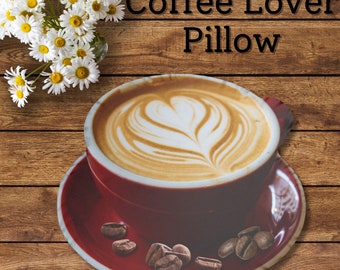 Cappuccino Coffee Cup Pillow, Brewed Espresso coffee Pillow gift for Coffee Lovers Housewarming gifts for graduation dorm room decor Mom dad