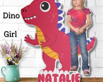 Cuscino personalizzato con foto di dinosauro, stanza del ragazzo della scuola materna Foto con nome personalizzato Cuscino a forma di dinosauro Dino Lover decorazioni carine Regali per ragazzi e ragazze