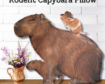 Rongeur Capybara oreiller drôle, animal en peluche mignon Capybara cowboy souris rat animal de compagnie en peluche oreiller amusant dortoir occidental colocation cadeau pour l'université