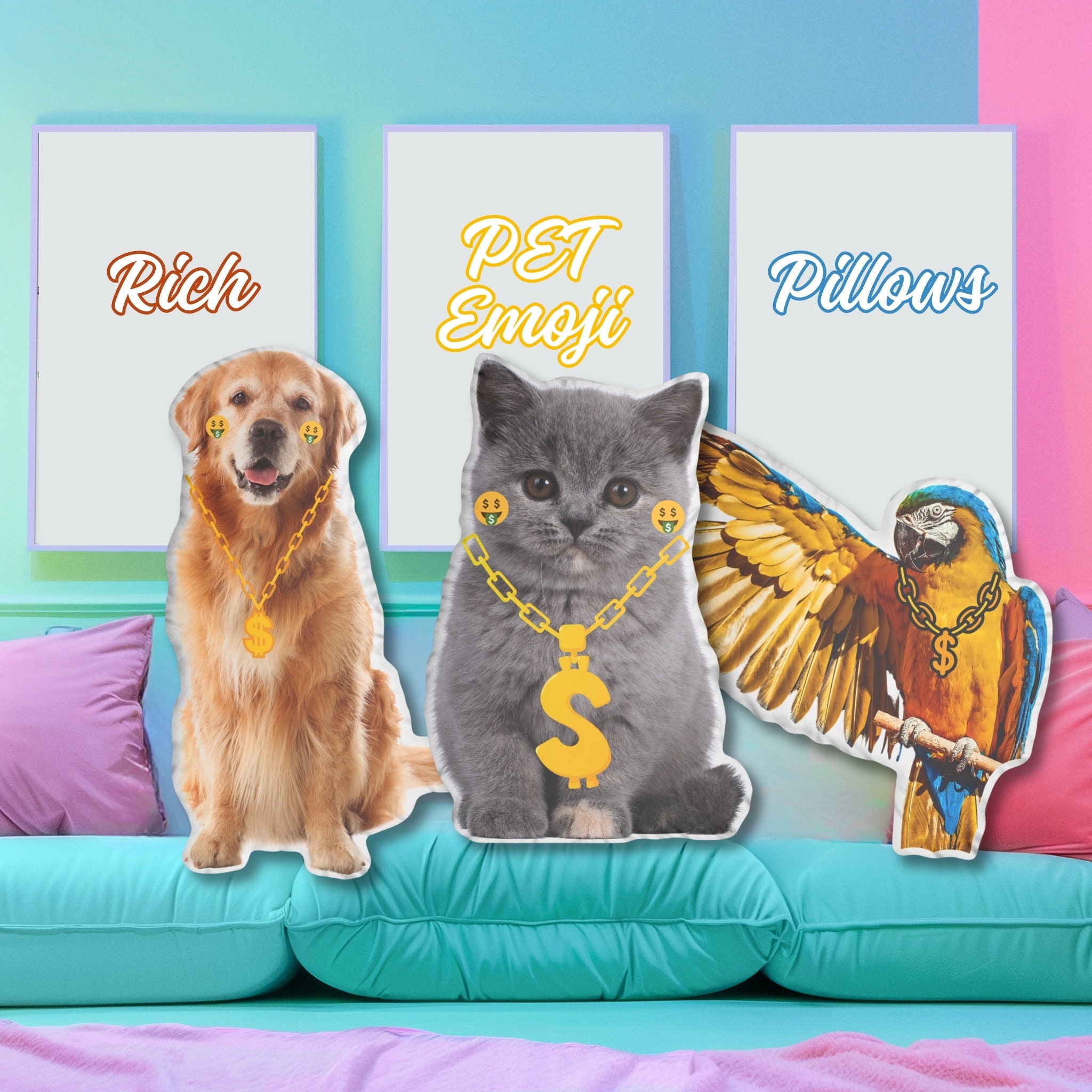 Cat Emoji Pillow Etsy