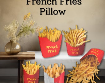 Oreiller en peluche jouet en peluche frites, cadeaux pour garçons oreiller chips de restauration rapide, cadeau drôle de amateur de nourriture pour la décoration d'intérieur, cadeaux de collation de malbouffe pour lui