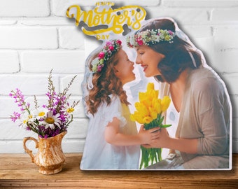 Maman et moi, cadeaux de coussin photo personnalisés pour l'anniversaire de sa fille, coussin photo personnalisé avec fleurs, cadeaux pour maman le jour de la fête des mères