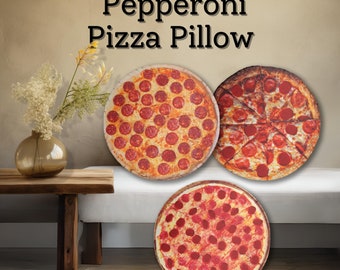 Cadeau de pizza au pepperoni, oreiller en peluche pour anniversaire, décoration de chambre pour dortoir d'étudiants universitaires, amateur de pizza, restauration rapide, cadeau de coussin en peluche pour lui