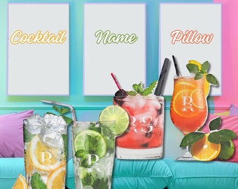 Personalisiertes Cocktail-Kissen, Geburtstagsgeschenke für Freundin, sommerliches, erfrischendes, eiskaltes Cocktail-Drink-Kissen, Schlafsaal-Geschenke für Freund