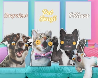 Custom 3D Pet Screaming Emoji Pillow From Photo, Funny Dog Cat Surprise Fear Emoji Pillow Gift For Pet animal Lover friend college dorm room