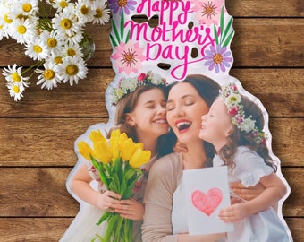 Idea de regalo de almohada floral para mamá - Regalo para mamá de hijas - Foto personalizada regalo de almohada de forma personalizada para amante de las flores encantadora mamá