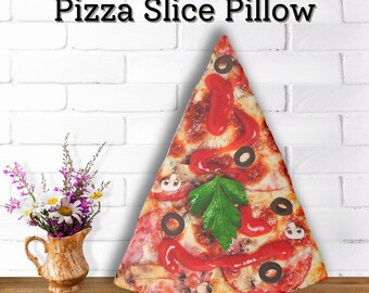 Coussin en peluche tranche de pizza au pepperoni pour fête d'anniversaire, décoration de chambre pour dortoir universitaire amateur de pizza, restauration rapide, coussin en peluche, cadeaux pour petit ami