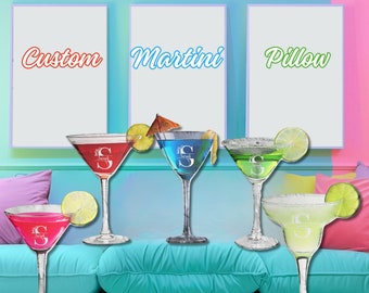 Cocktail Martini Personalisiertes Kissen Geburtstagsgeschenke für Freund, Sommer erfrischendes eiskaltes Cocktail Dreieckskissen Geschenk für Freundin