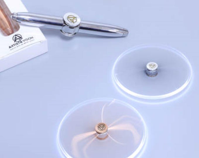 Fidget Spinner Pen with LED Light - Stress Relief, Silver 8 pack