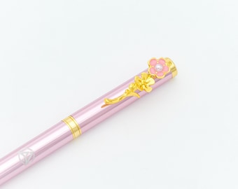 Pen for Women with Flower Clip and Gift Box, Pink
