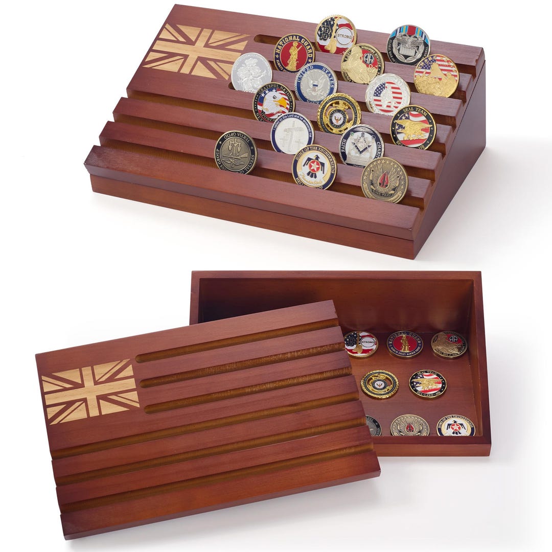 Moskov Display Coin Military Challenge Coin Display With Storage and UK Engraved Flag ...