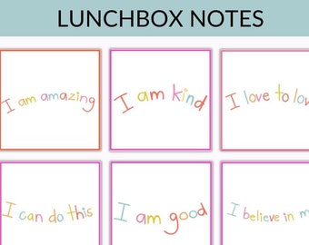 Positive Affirmation Cards for Kids and Printable Lunch Note with Positive Messages, Lunch Box Notes Printable, Lunchbox Notes PDF