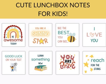 Cute Lunchbox Notes for Kids, Lunch Box Notes Printable, Printable Lunch Note, Cute Note Cards, Lunchbox Notes PDF, Lunchbox Note Templates
