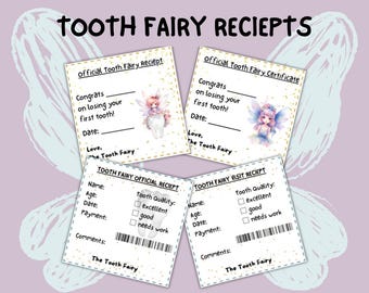 Editable Tooth Fairy Receipt, Printable Tooth Fairy Note, First Tooth Certificate
