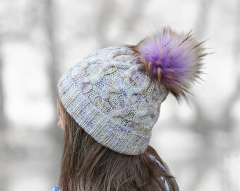 Handmade beanie with faux fur pompom, great Mother's Day gift