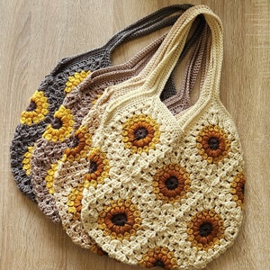 Handmade Sunflower Market Bags, ideal Mother's Day gift image 1