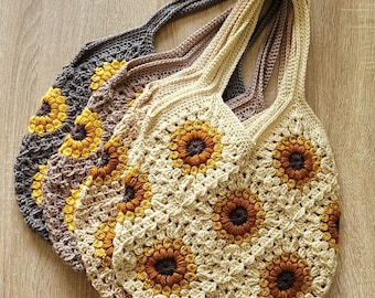 Handmade Sunflower Market Bags, ideal Mother's Day gift