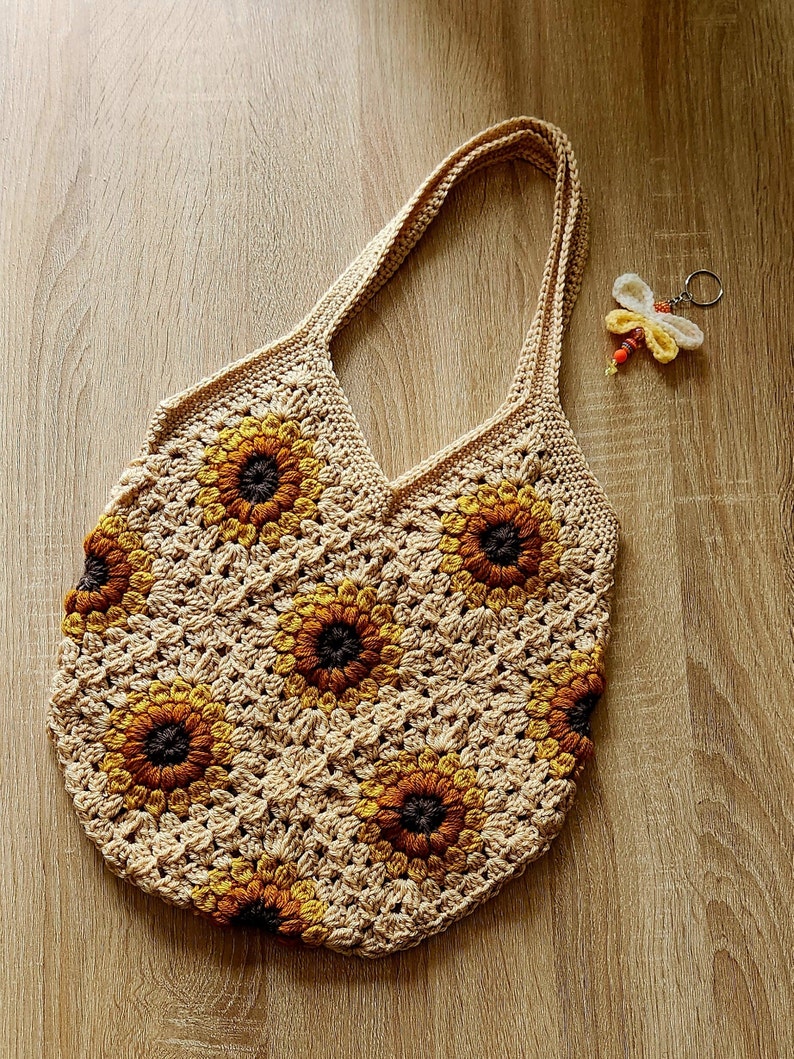 Handmade Sunflower Market Bags, ideal Mother's Day gift image 4