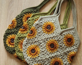 Handmade Sunflower Market Bags, ideal Mother's Day Gift