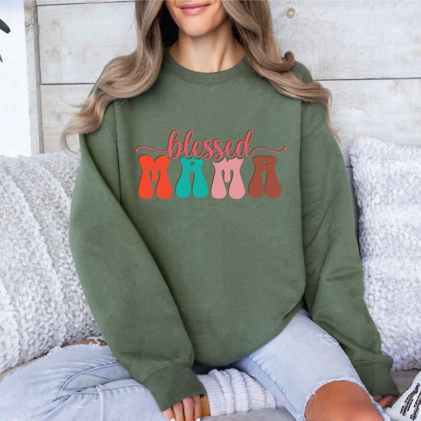 Embossed Mama Sweatshirt, Puff Print Mama Sweatshirt, Mothers Day Gift for Mom, Mom Birthday Gift Idea, Anniversary Gift for Mom, Custom