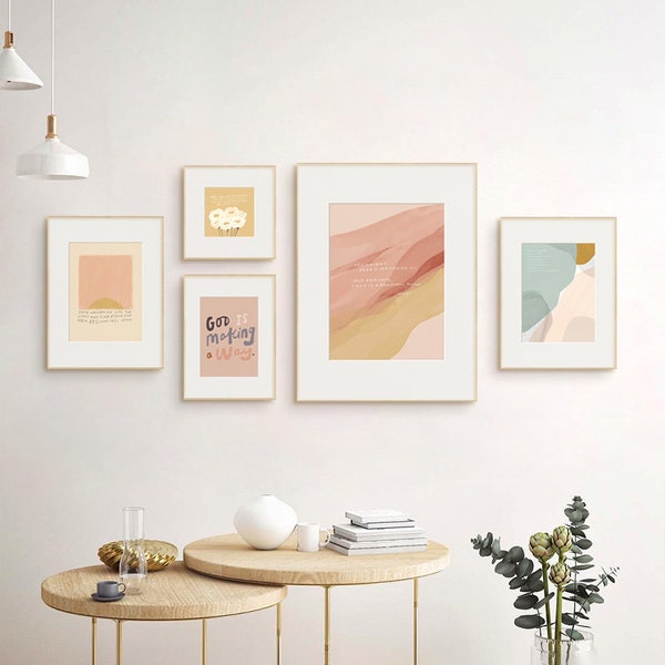 Set of 5 Minimalist Modern Abstract Morandi Watercolor Posters, Digital Print, Wall Art, Interchangeable Art, Printable Room Deco