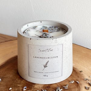 Refillable concrete candle | Lavender blossoms | Soy candle | Refillable | Wooden wick
