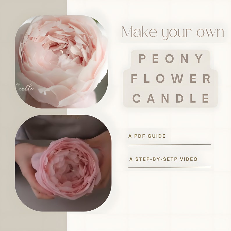 May include: Make your own peony flower candle. This DIY craft kit includes a PDF guide and a step-by-step video.