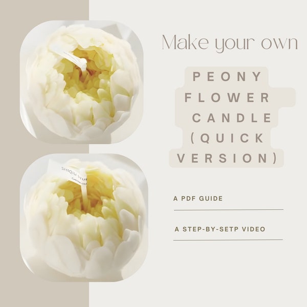 Quick Version •  PEONY flower candle making class • detailed flower candle tutorial, healthy beeswax candle, beginner friendly.
